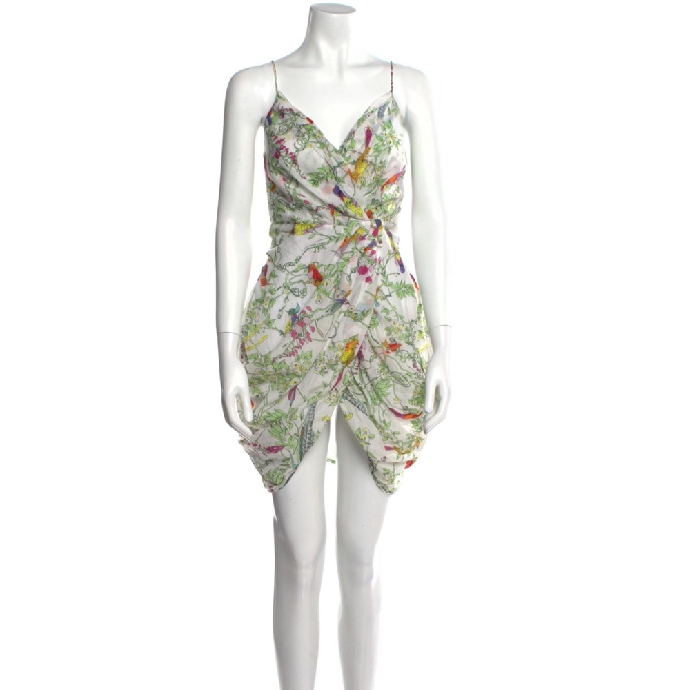 Zimmermann $700 Silk Floral Mini Tank Dress Faux Wrap Tropical Bohemian‎ XS